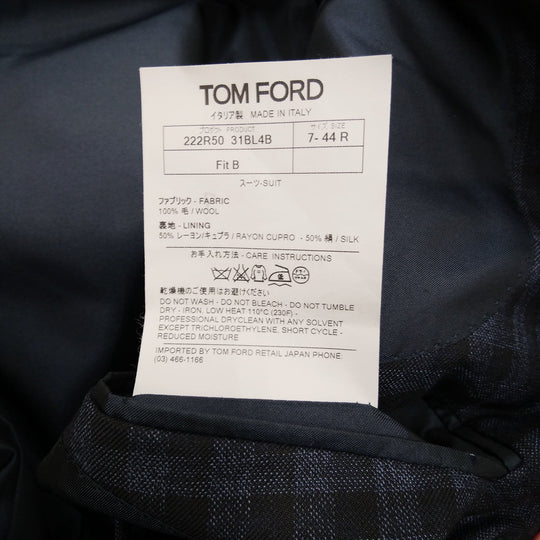 TOM FORD suit Main: 100% wool, Lining: 50% cupra, Lining: 50% silk, Lining: 100% rayon Navy mens 44 Used Authentic
