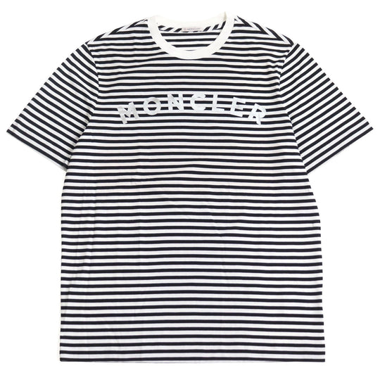 MONCLER Short sleeve T-shirt G10918C7E010 829GR Main: 100% cotton black Border Pattern MAGLIA T-SHIRT Women S Used Authentic