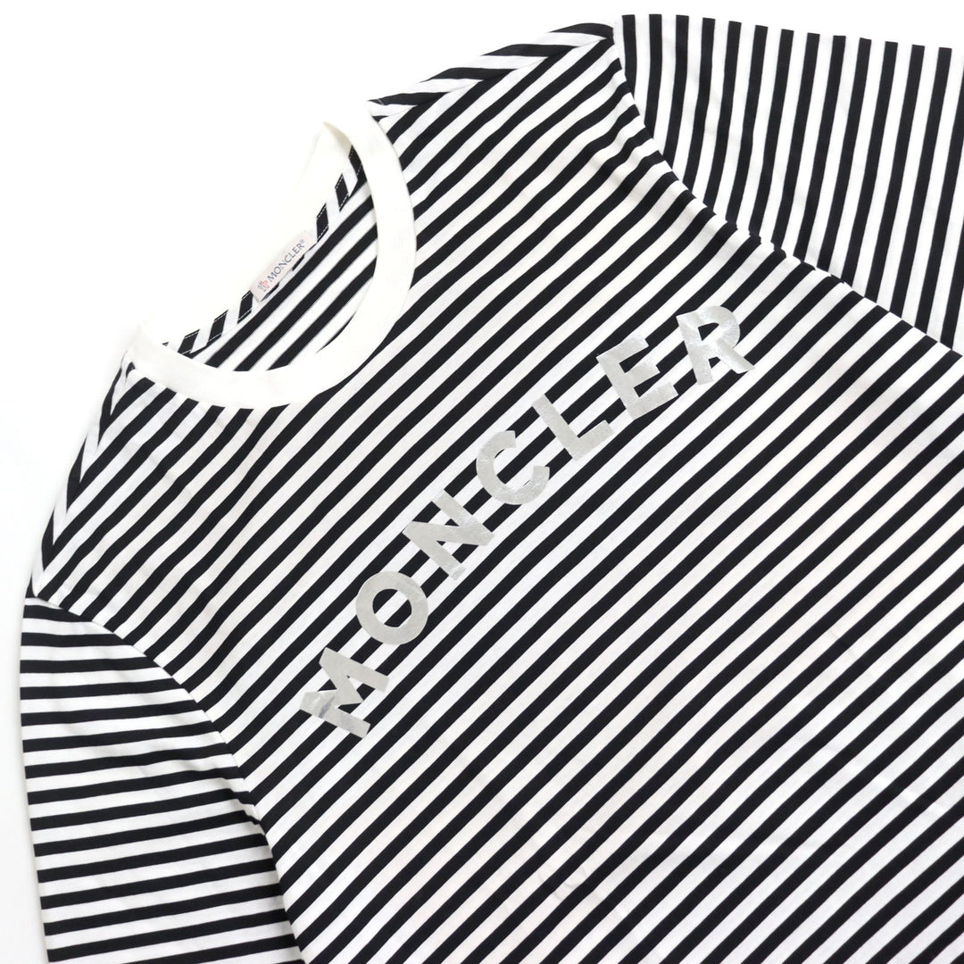 MONCLER Short sleeve T-shirt G10918C7E010 829GR Main: 100% cotton black Border Pattern MAGLIA T-SHIRT Women S Used Authentic