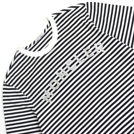 MONCLER Short sleeve T-shirt G10918C7E010 829GR Main: 100% cotton black Border Pattern MAGLIA T-SHIRT Women S Used Authentic