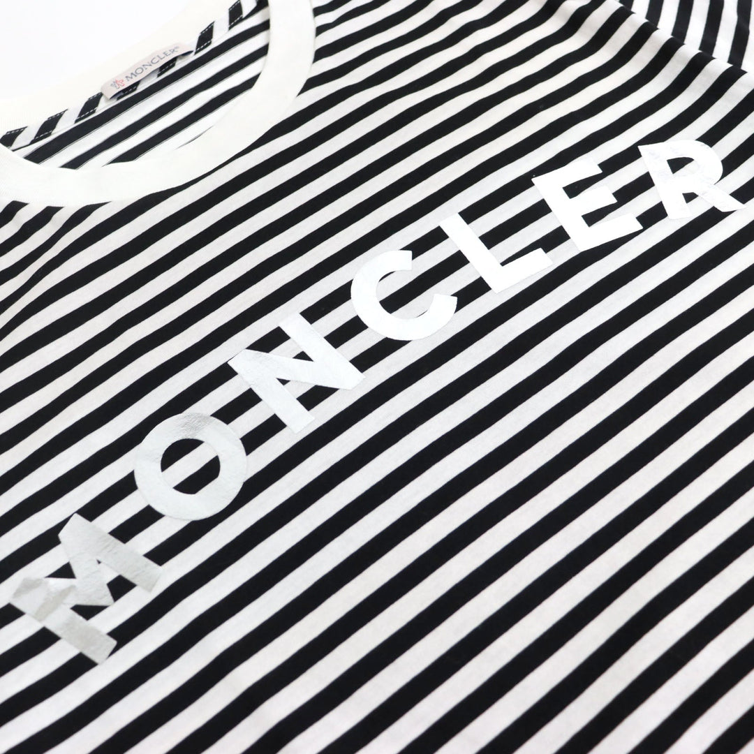 MONCLER Short sleeve T-shirt G10918C7E010 829GR Main: 100% cotton black Border Pattern MAGLIA T-SHIRT Women S Used Authentic