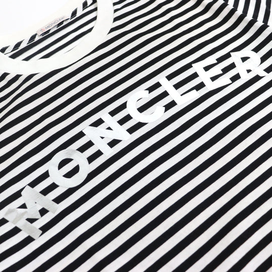 MONCLER Short sleeve T-shirt G10918C7E010 829GR Main: 100% cotton black Border Pattern MAGLIA T-SHIRT Women S Used Authentic
