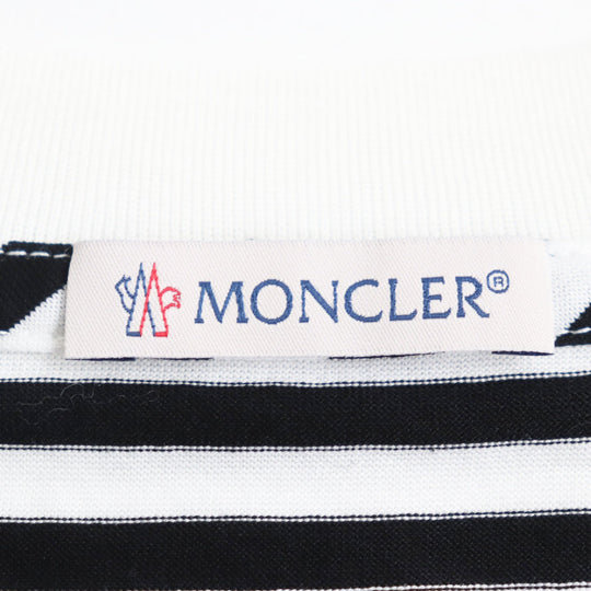 MONCLER Short sleeve T-shirt G10918C7E010 829GR Main: 100% cotton black Border Pattern MAGLIA T-SHIRT Women S Used Authentic