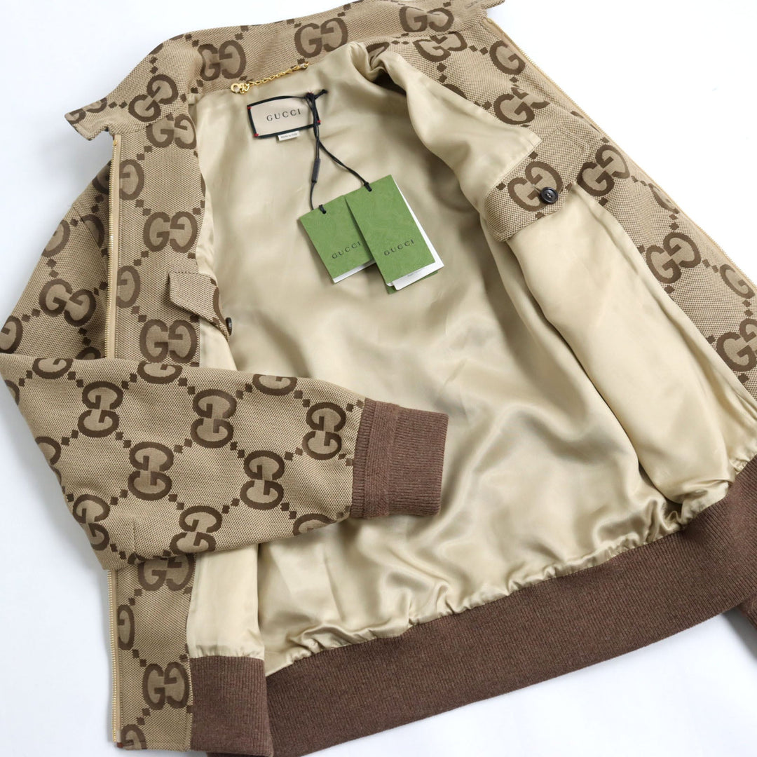 GUCCI Blouson 680812 Outer: 70% cotton, Outer: 30% polyester, Lining: 100% rayon Beige brown mens 44 Used Authentic