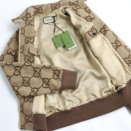 GUCCI Blouson 680812 Outer: 70% cotton, Outer: 30% polyester, Lining: 100% rayon Beige brown mens 44 Used Authentic