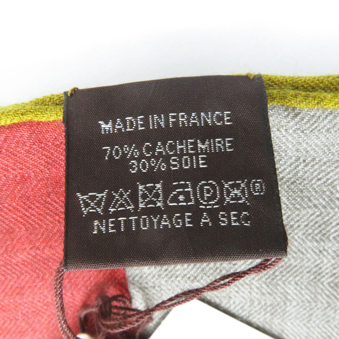 HERMES Stall Main: 70% cashmere, Main: 30% silk Multi Rectangle Sangles en Zigzag Women Used Authentic