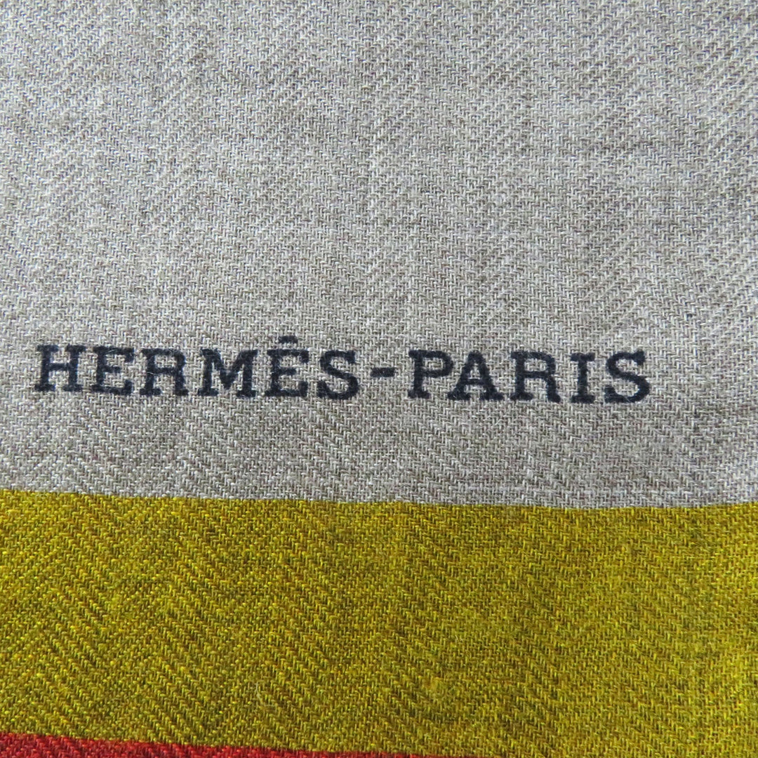 HERMES Stall Main: 70% cashmere, Main: 30% silk Multi Rectangle Sangles en Zigzag Women Used Authentic