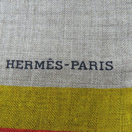 HERMES Stall Main: 70% cashmere, Main: 30% silk Multi Rectangle Sangles en Zigzag Women Used Authentic