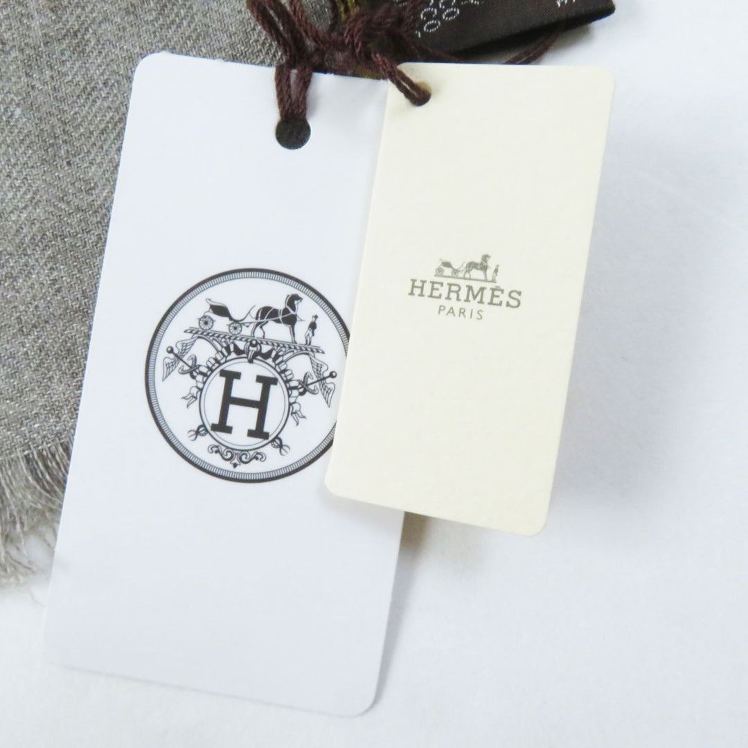 HERMES Stall Main: 70% cashmere, Main: 30% silk Multi Rectangle Sangles en Zigzag Women Used Authentic