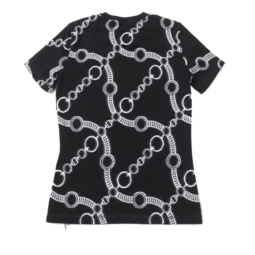 HERMES Short sleeve T-shirt 2E4600D2 Main: 100% cotton, Rib part: 82% cotton, 17% nylon, 1% polyurethane Black White Nadge Chain Women 34 Used Authentic