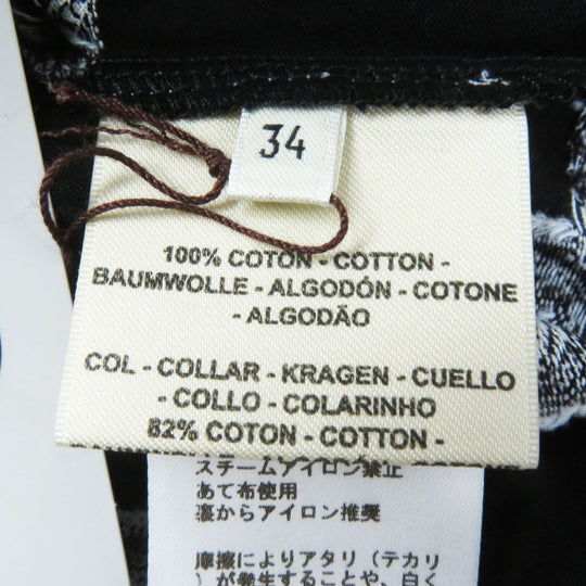 HERMES Short sleeve T-shirt 2E4600D2 Main: 100% cotton, Rib part: 82% cotton, 17% nylon, 1% polyurethane Black White Nadge Chain Women 34 Used Authentic