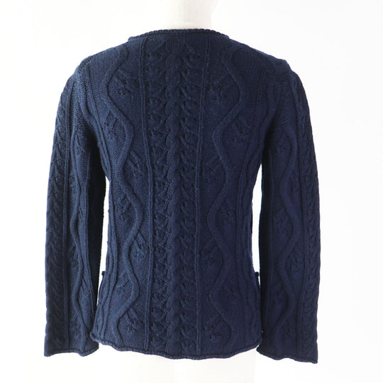 CHANEL cardigan P46489 Main: 100% cashmere, Other: 58% cashmere, 20% wool, 10% rayon, 9% nylon, 3% silk Navy Women 34 Used Authentic