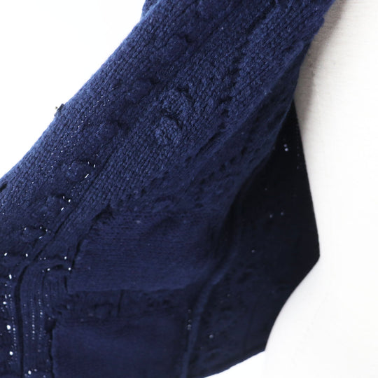 CHANEL cardigan P46489 Main: 100% cashmere, Other: 58% cashmere, 20% wool, 10% rayon, 9% nylon, 3% silk Navy Women 34 Used Authentic