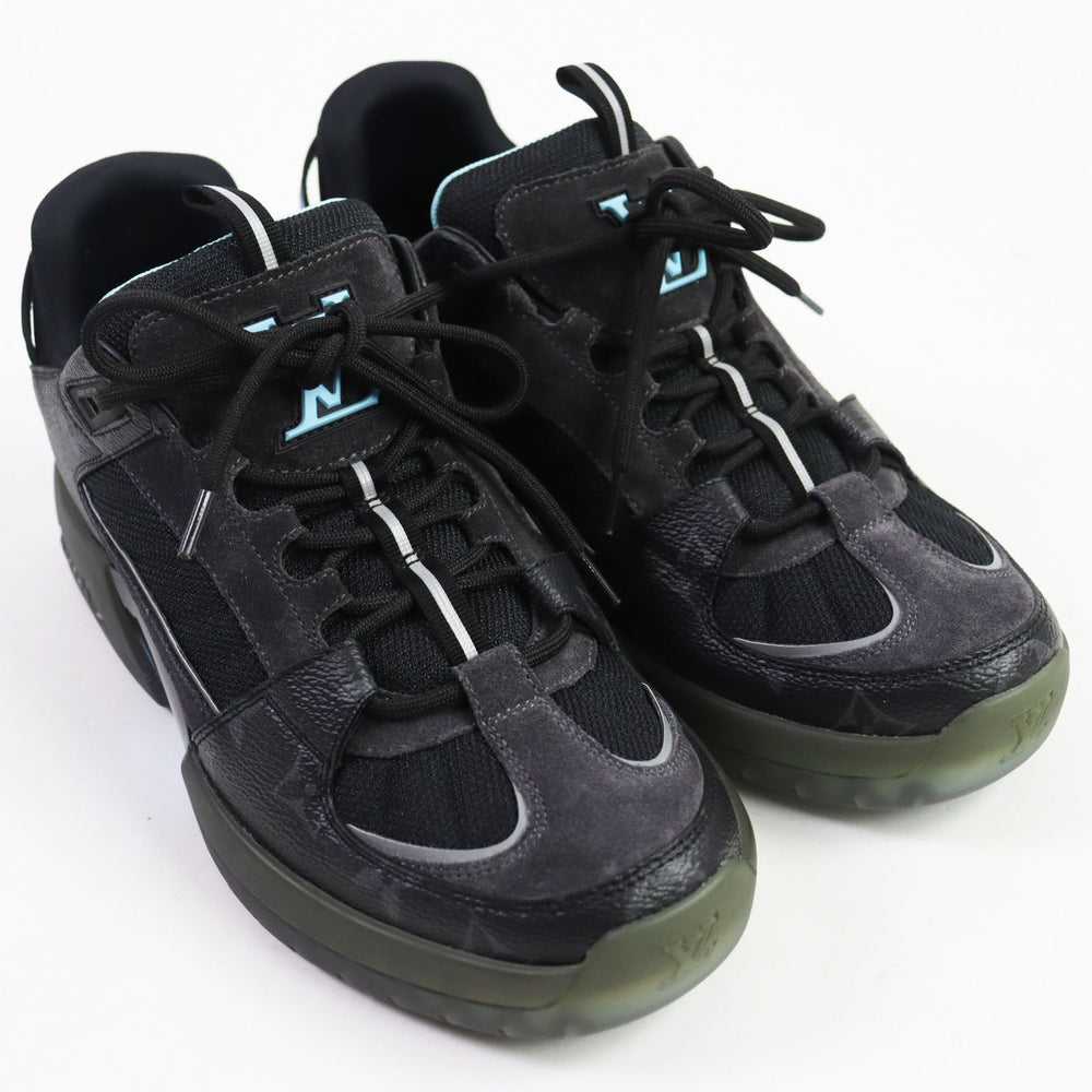 LOUIS VUITTON Low cut sneakers 1A9J6R Part: suede black Abbey line mens 6 Used Authentic