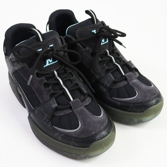 LOUIS VUITTON Low cut sneakers 1A9J6R Part: suede black Abbey line mens 6 Used Authentic
