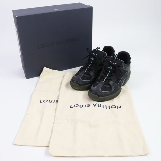 LOUIS VUITTON Low cut sneakers 1A9J6R Part: suede black Abbey line mens 6 Used Authentic
