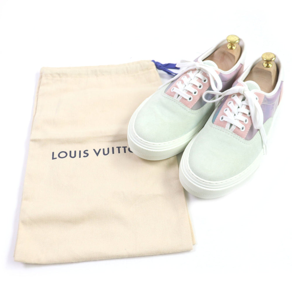 LOUIS VUITTON Low cut sneakers Main: Suede Multi Trocadero Line Monogram mens 7.5 Used Authentic