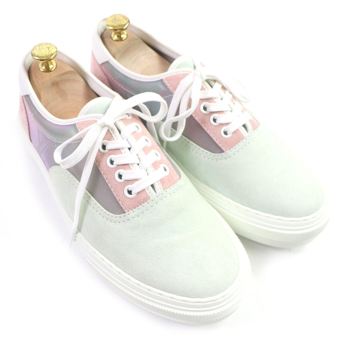 LOUIS VUITTON Low cut sneakers Main: Suede Multi Trocadero Line Monogram mens 7.5 Used Authentic