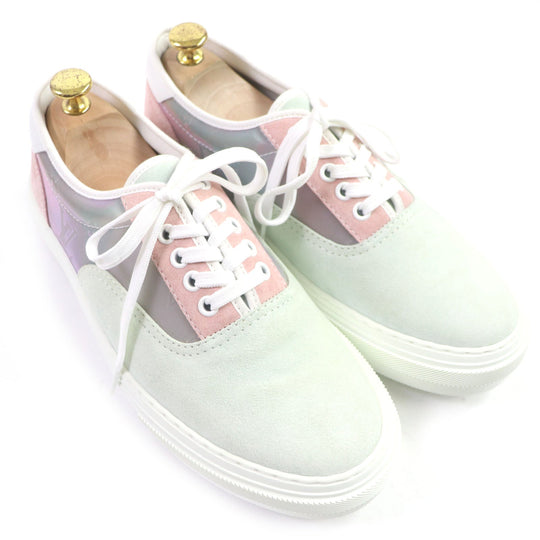 LOUIS VUITTON Low cut sneakers Main: Suede Multi Trocadero Line Monogram mens 7.5 Used Authentic