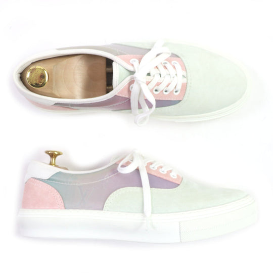 LOUIS VUITTON Low cut sneakers Main: Suede Multi Trocadero Line Monogram mens 7.5 Used Authentic