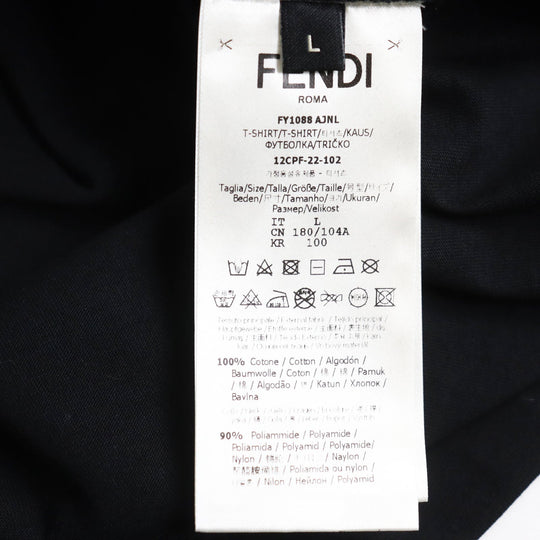 FENDI Short sleeve T-shirt FY1088 AJNL Main: 100% cotton, part: 90% polyamide (nylon), part: 10% elastane (polyurethane) black mens L Used Authentic