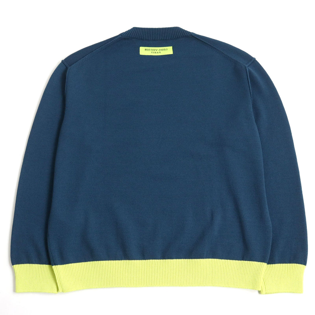 LOUIS VUITTON knit HNN02W Main: 100% wool Blue yellow mens M Used Authentic