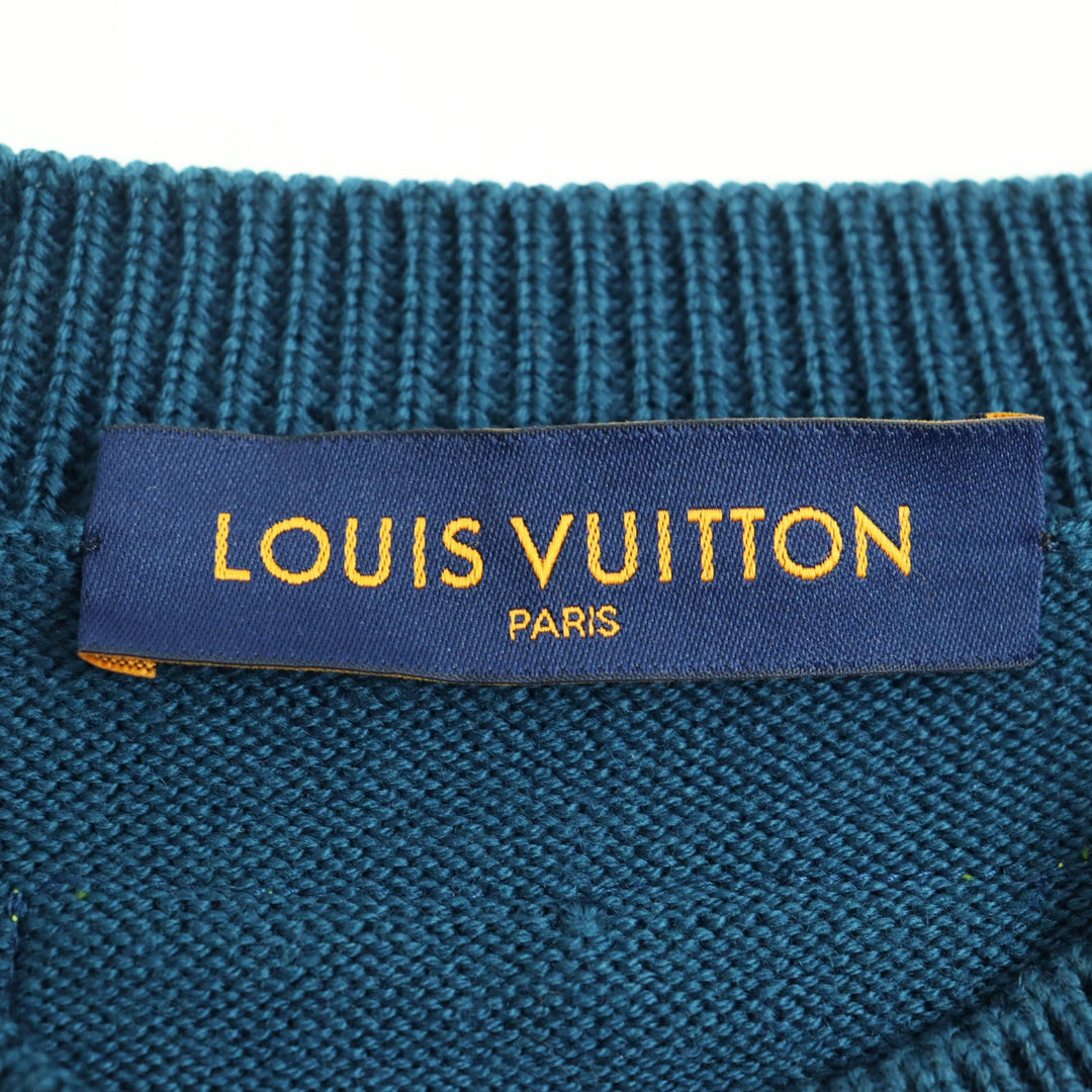 LOUIS VUITTON knit HNN02W Main: 100% wool Blue yellow mens M Used Authentic