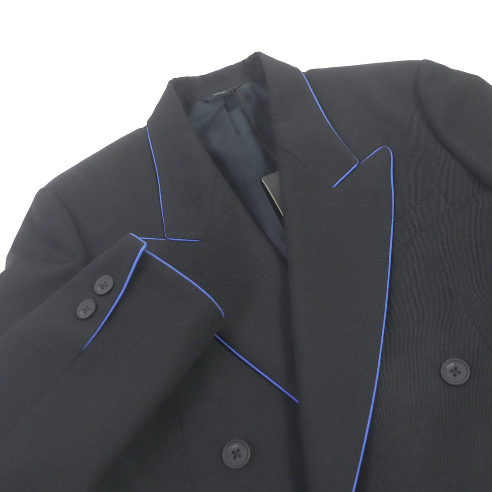 FENDI tailored jacket FJ0641 Outer: 97% wool, Outer: 3% polyester, Lining: 100% cupra black Double-breasted Gabardine Blazer mens 48 Used Authentic