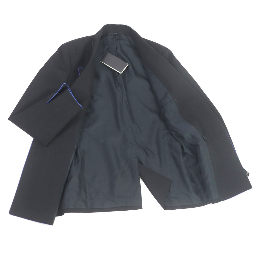 FENDI tailored jacket FJ0641 Outer: 97% wool, Outer: 3% polyester, Lining: 100% cupra black Double-breasted Gabardine Blazer mens 48 Used Authentic