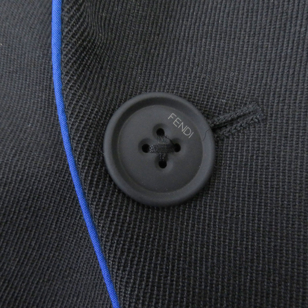 FENDI tailored jacket FJ0641 Outer: 97% wool, Outer: 3% polyester, Lining: 100% cupra black Double-breasted Gabardine Blazer mens 48 Used Authentic
