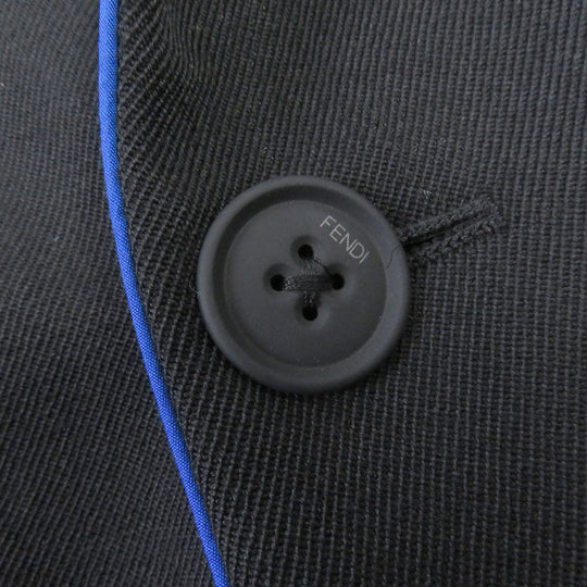 FENDI tailored jacket FJ0641 Outer: 97% wool, Outer: 3% polyester, Lining: 100% cupra black Double-breasted Gabardine Blazer mens 48 Used Authentic