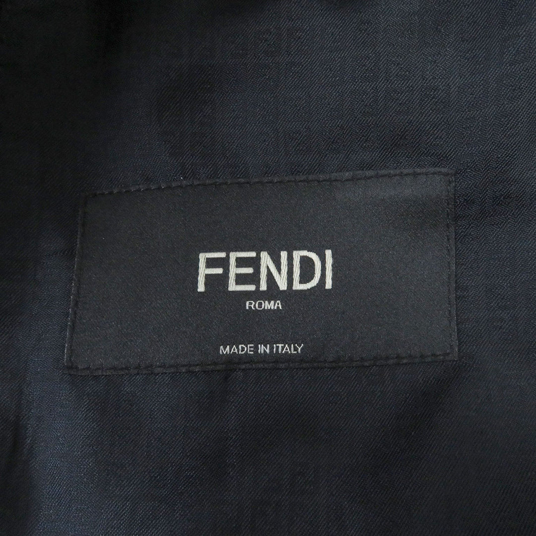 FENDI tailored jacket FJ0641 Outer: 97% wool, Outer: 3% polyester, Lining: 100% cupra black Double-breasted Gabardine Blazer mens 48 Used Authentic