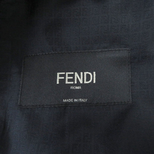 FENDI tailored jacket FJ0641 Outer: 97% wool, Outer: 3% polyester, Lining: 100% cupra black Double-breasted Gabardine Blazer mens 48 Used Authentic