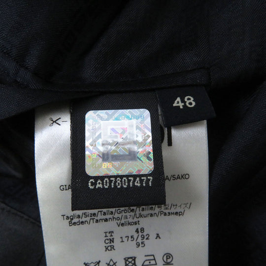 FENDI tailored jacket FJ0641 Outer: 97% wool, Outer: 3% polyester, Lining: 100% cupra black Double-breasted Gabardine Blazer mens 48 Used Authentic