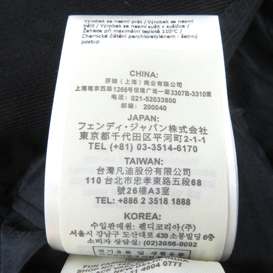 FENDI tailored jacket FJ0641 Outer: 97% wool, Outer: 3% polyester, Lining: 100% cupra black Double-breasted Gabardine Blazer mens 48 Used Authentic