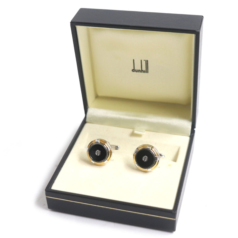 Dunhill cuffs Part: Onyx Black silver gold mens Used Authentic