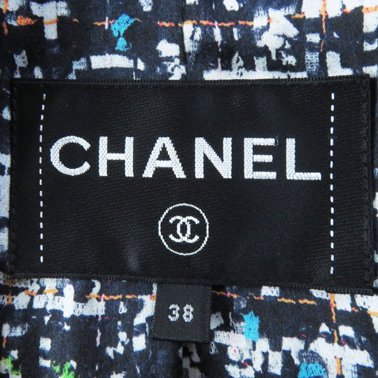 CHANEL No color jacket 20C P62686 Outer: 85% polyester, Outer: 13% acrylic, Outer: 2% polyamide (nylon), Lining: 100% silk Navy multi Women 38 Used Authentic