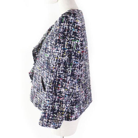 CHANEL No color jacket 20C P62686 Outer: 85% polyester, Outer: 13% acrylic, Outer: 2% polyamide (nylon), Lining: 100% silk Navy multi Women 38 Used Authentic