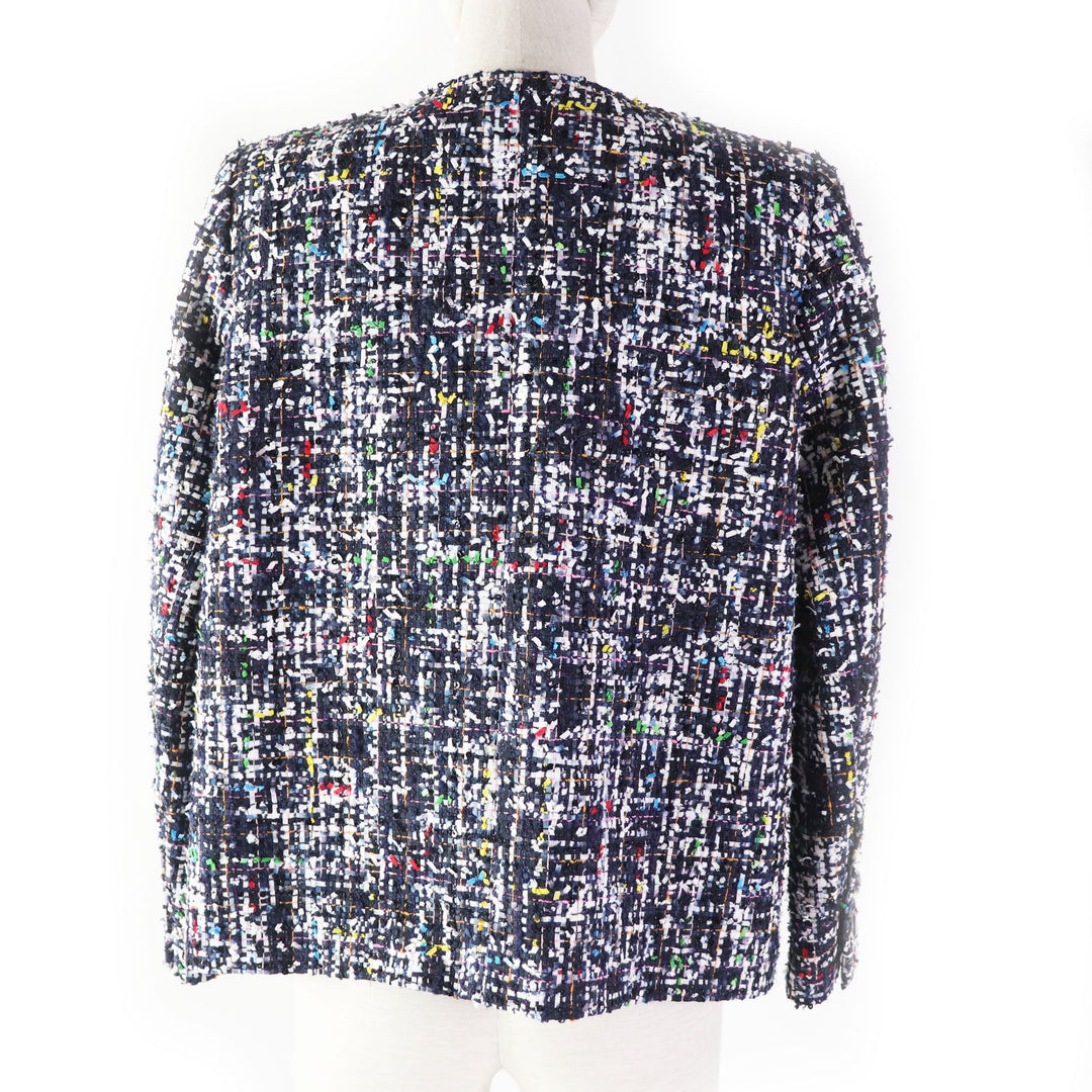 CHANEL No color jacket 20C P62686 Outer: 85% polyester, Outer: 13% acrylic, Outer: 2% polyamide (nylon), Lining: 100% silk Navy multi Women 38 Used Authentic