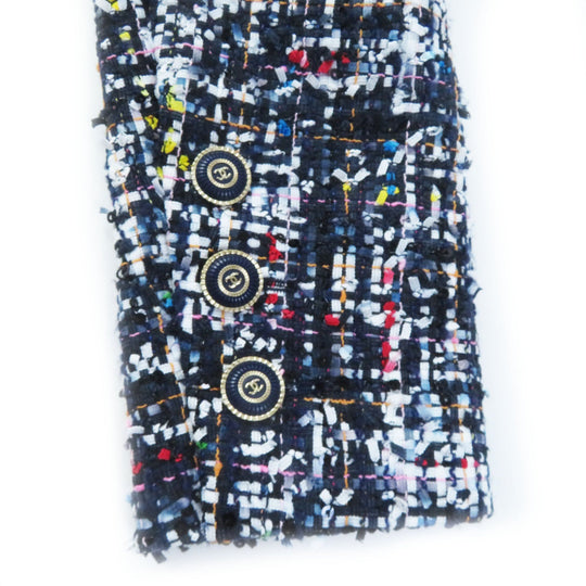CHANEL No color jacket 20C P62686 Outer: 85% polyester, Outer: 13% acrylic, Outer: 2% polyamide (nylon), Lining: 100% silk Navy multi Women 38 Used Authentic