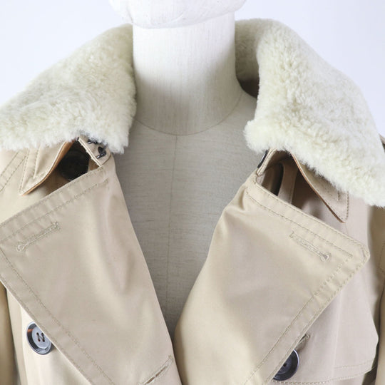 COACH trench coat F76255 Main: 68% cotton, Main: 32% polyester, Lining: 100% polyester, Removable lining: 55% wool, 23% polyester, 22% rayon Removable collar: sheepskin Leather trimming: cowhide (excluding decorative parts) beige Women Used Authentic