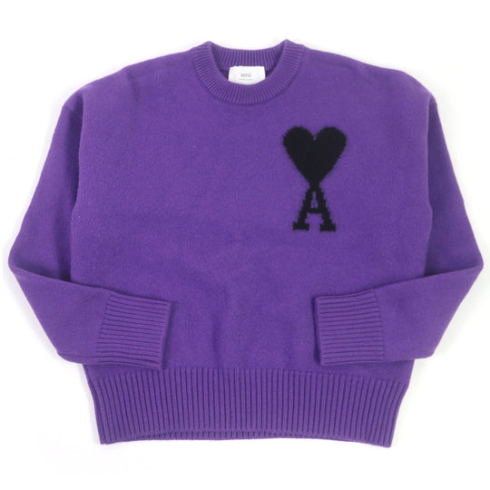 AMI PARIS sweater UKS002 wool purple mens S Used Authentic