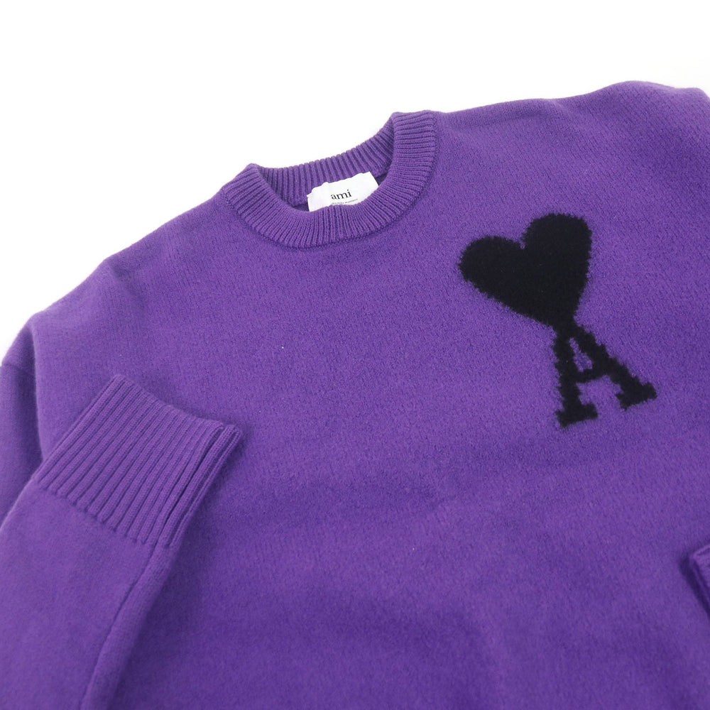 AMI PARIS sweater UKS002 wool purple mens S Used Authentic