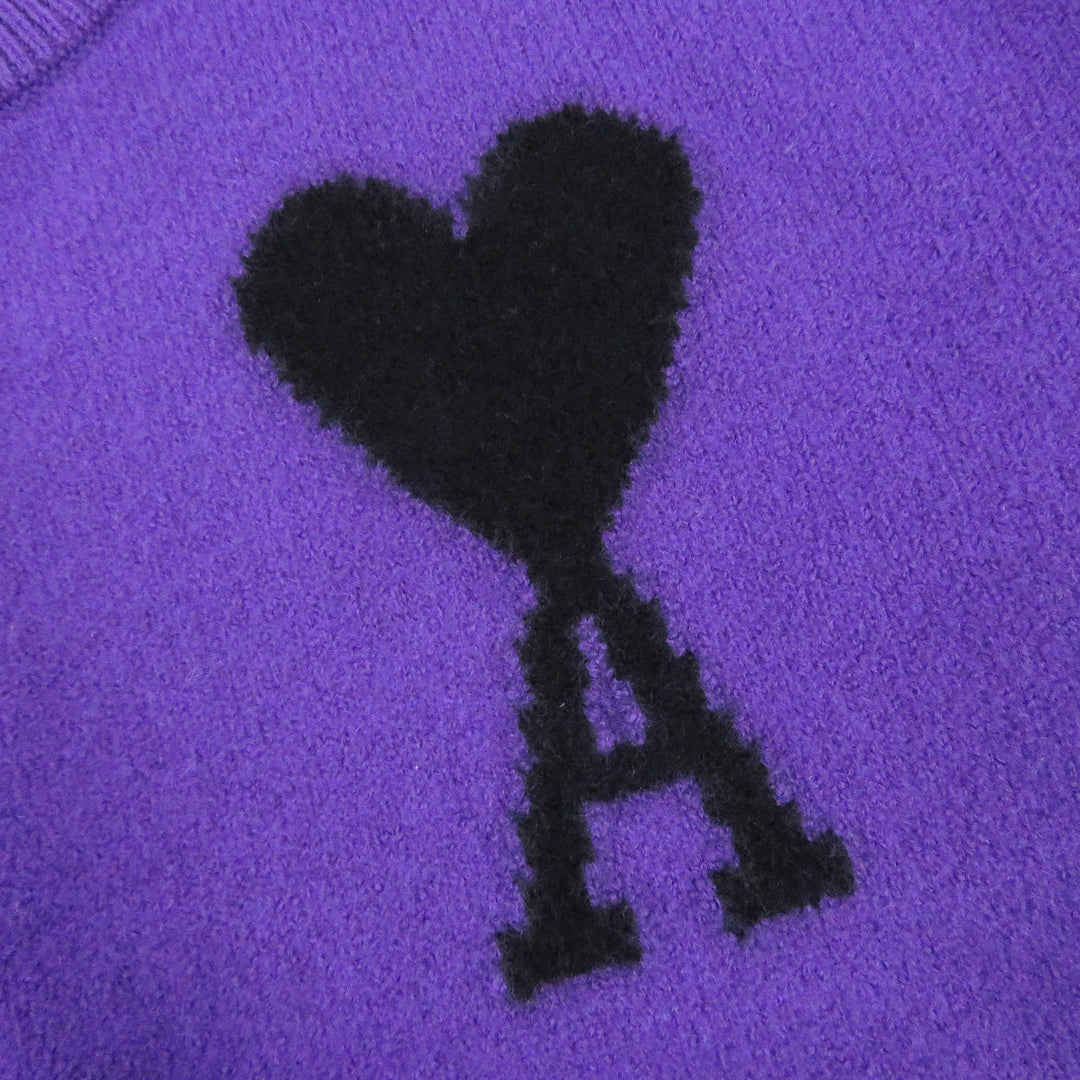 AMI PARIS sweater UKS002 wool purple mens S Used Authentic