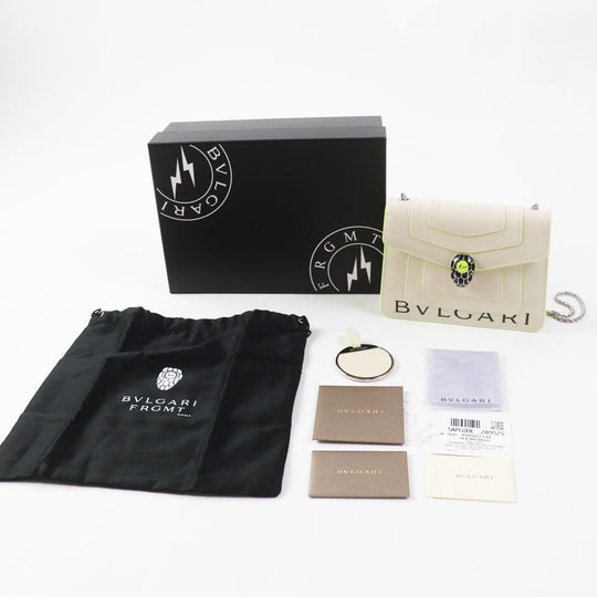 BVLGARI Shoulder Bag 289525 Main: Leather Light Beige Neon Yellow Black Serpenti Women Used Authentic