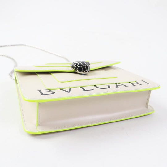 BVLGARI Shoulder Bag 289525 Main: Leather Light Beige Neon Yellow Black Serpenti Women Used Authentic