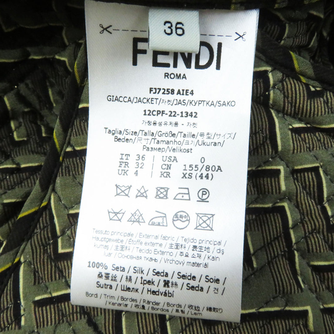 FENDI Blouson FJ7258 Outer: 100% silk, Filling: 69% polyester, Filling: 27% nylon, Filling: 4% polyurethane, Lining: 100% silk Black type Multi Women 36 Used Authentic