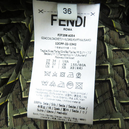 FENDI Blouson FJ7258 Outer: 100% silk, Filling: 69% polyester, Filling: 27% nylon, Filling: 4% polyurethane, Lining: 100% silk Black type Multi Women 36 Used Authentic