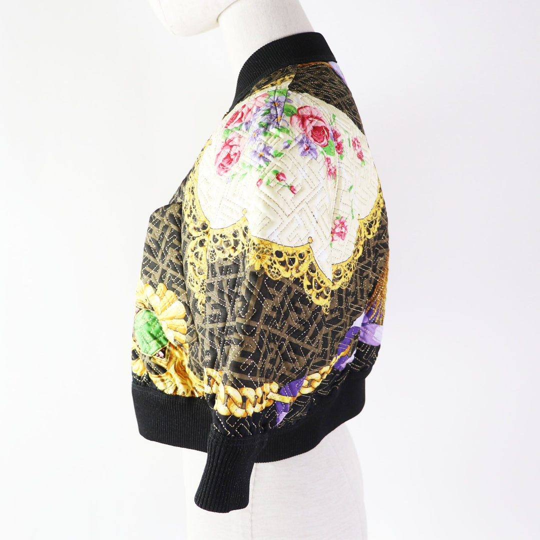 FENDI Blouson FJ7258 Outer: 100% silk, Filling: 69% polyester, Filling: 27% nylon, Filling: 4% polyurethane, Lining: 100% silk Black type Multi Women 36 Used Authentic