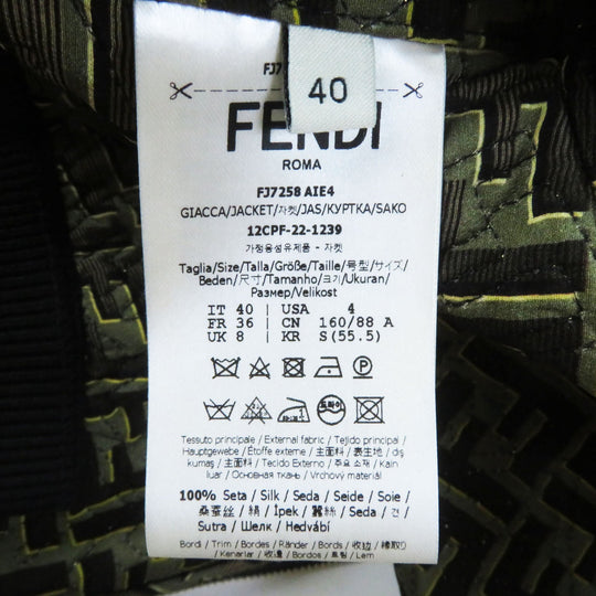 FENDI Blouson FJ7258 Outer: 100% silk, Filling: 69% polyester, Filling: 27% nylon, Filling: 4% polyurethane, Lining: 100% silk Black type Multi Women 40 Used Authentic